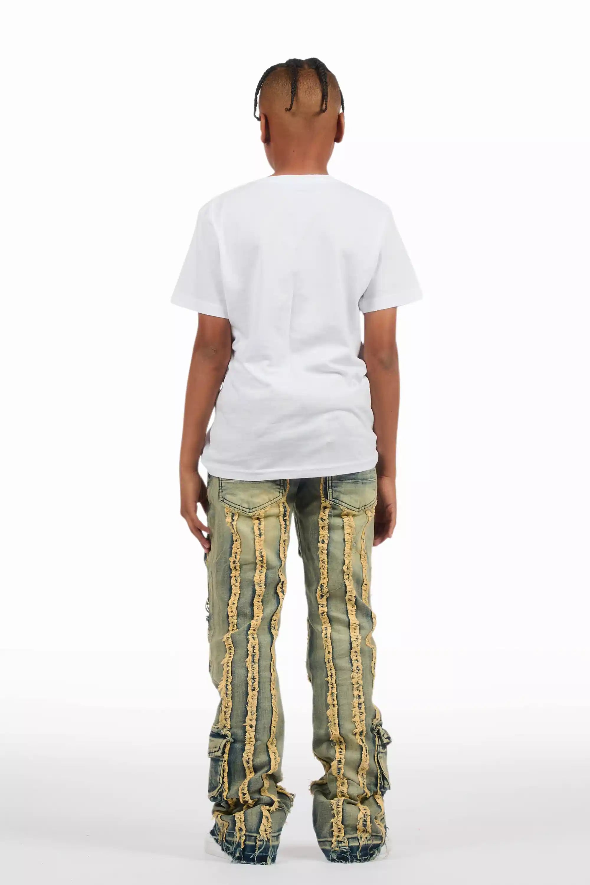 Boys Frey Blue Stacked Flare Jean