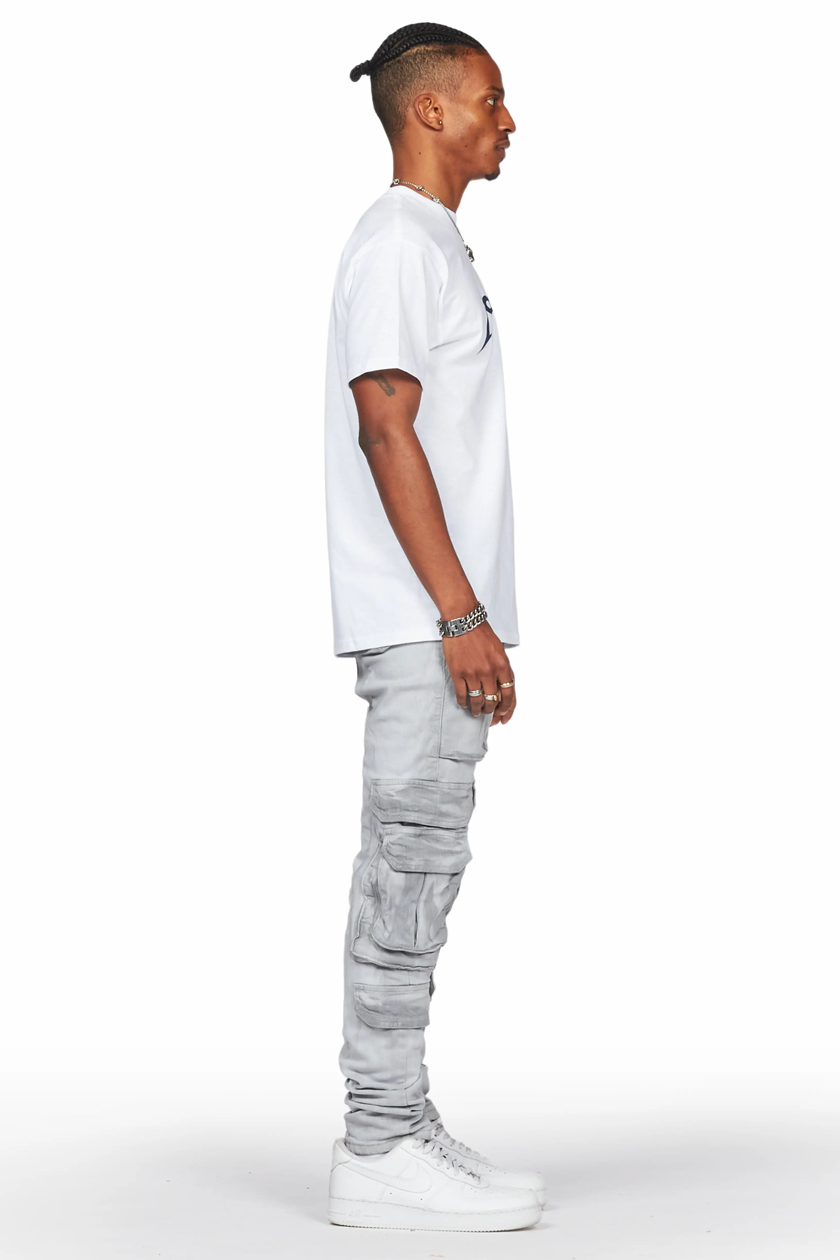 Iniko Grey Skinny Fit Cargo Jean