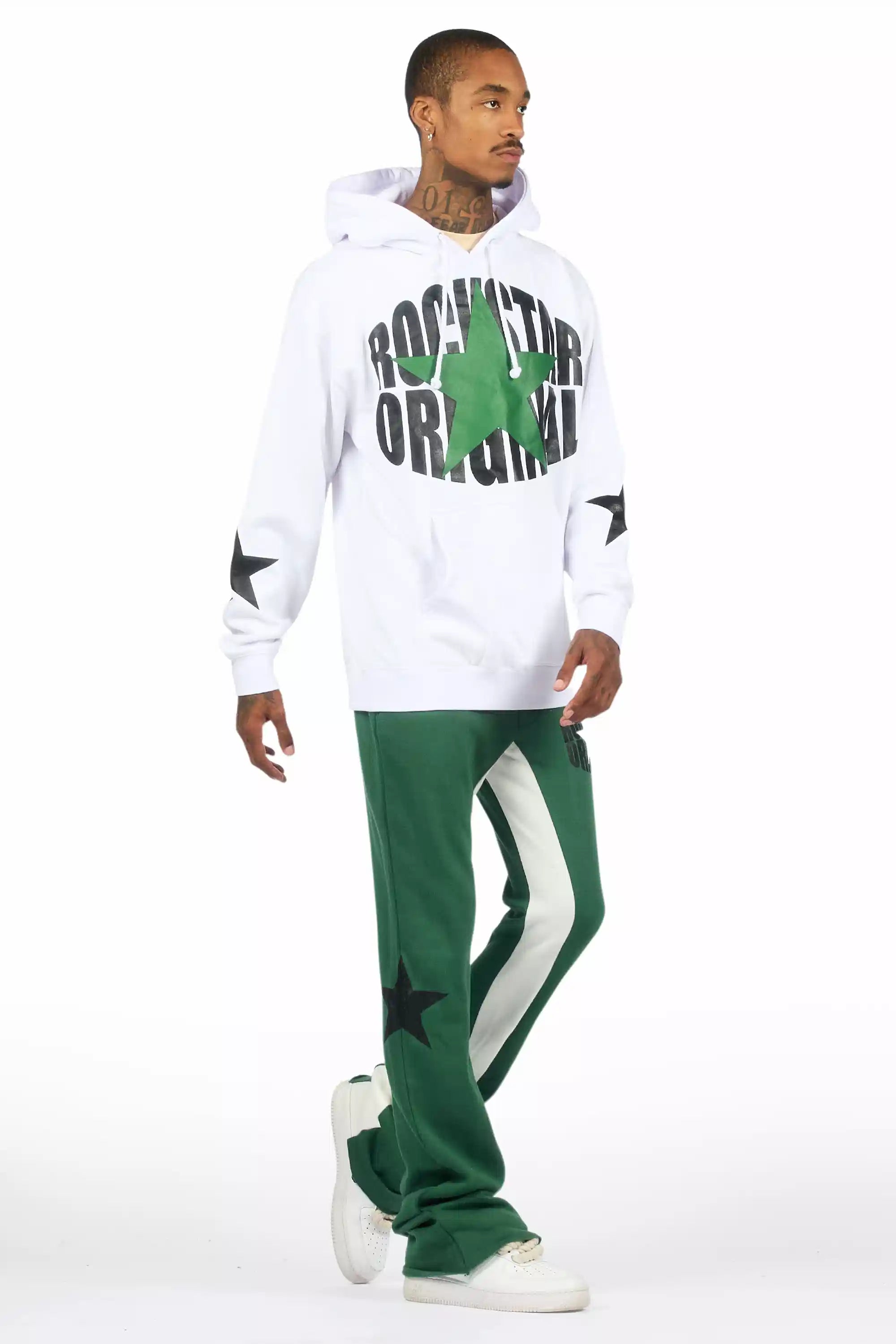 Sarge White/Green Hoodie/Stacked Track Set