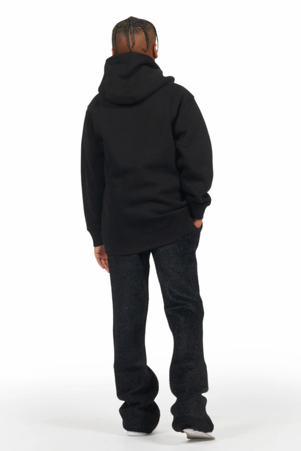 Boys Keve Black Knitted Mohair Flare Sweat Pant