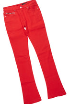 Drako Red/White Oversized Graphic T-Shirt/Dag Stacked Flare Jean Set