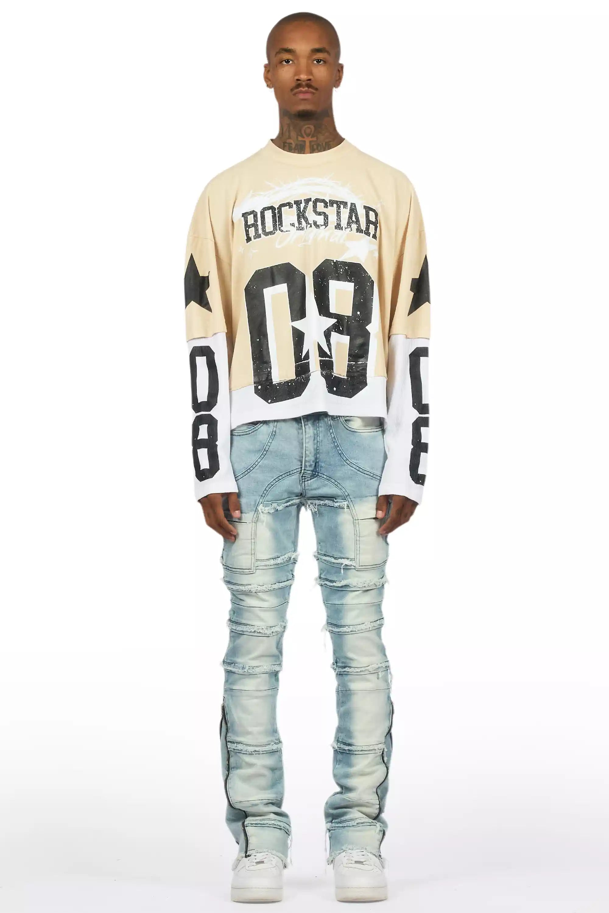 Horado Light Blue Wash Stacked Flare Jean