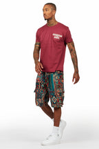 Lake Burgundy T-Shirt/Tapestry Short Set