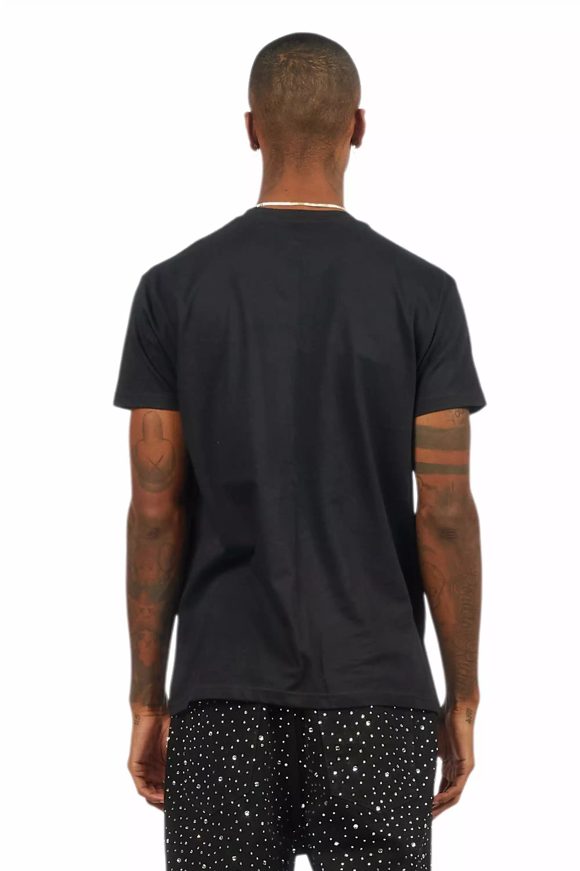 Kyvaris Black/Grey Oversized Graphic T-Shirt