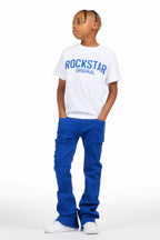 Boys Sana White/Royal T-Shirt/Dag Stacked Flare Jean Set