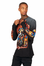 Nalo Black Long Sleeve Graphic T-Shirt