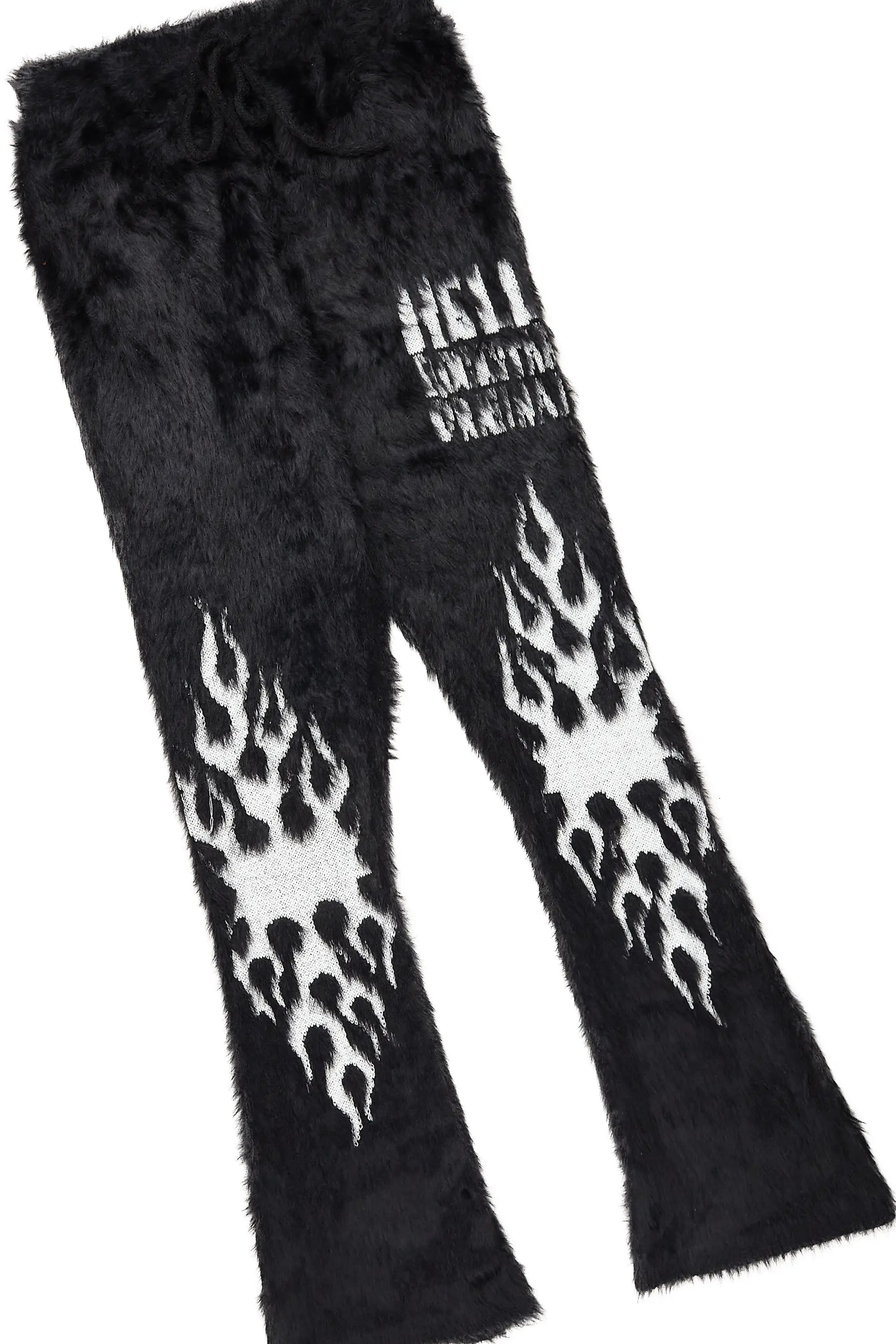 Toshio Black Stacked Flare Knitted Mohair Track Set