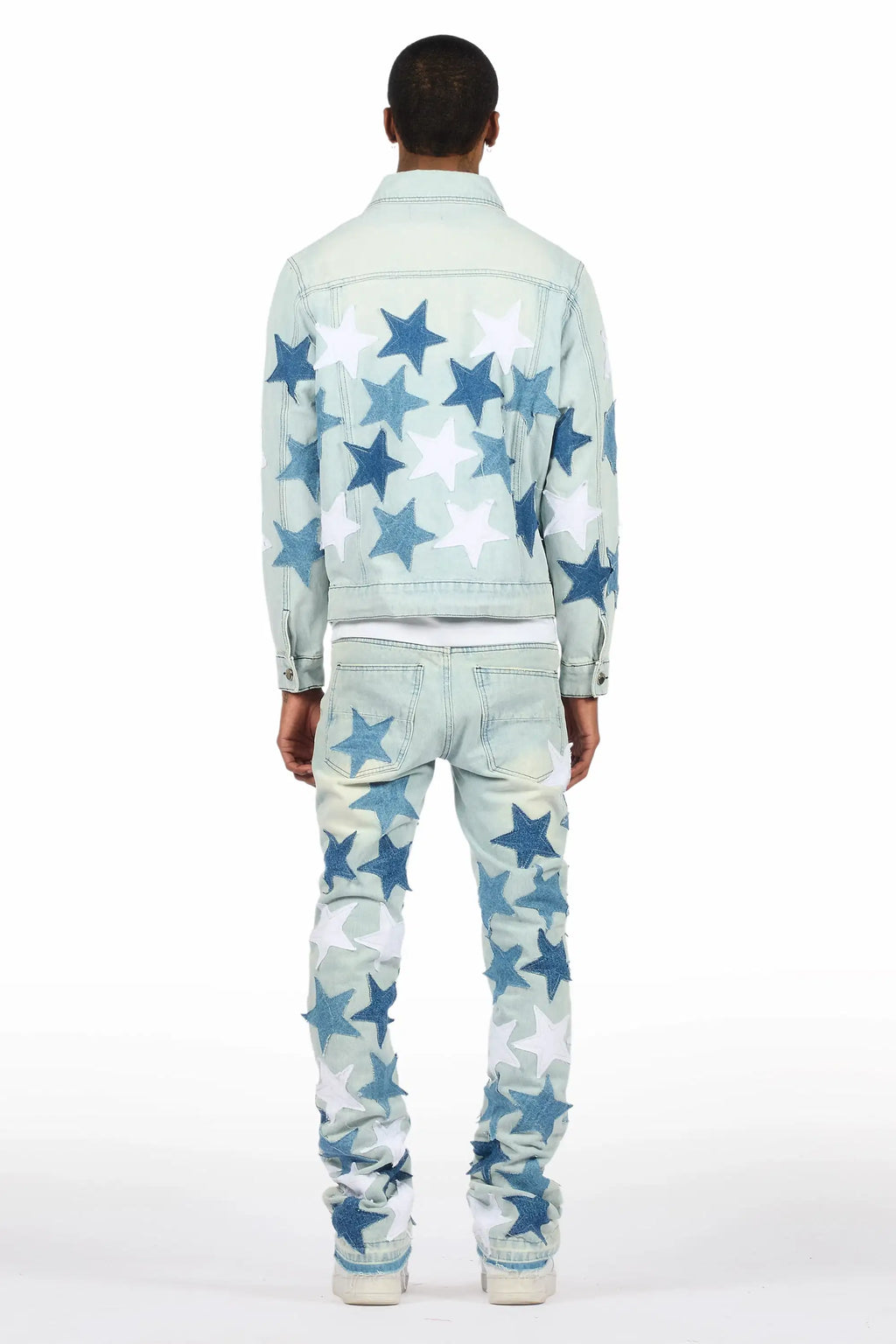 Starlane Light Blue Denim Jacket/Stacked Flare Jean Set