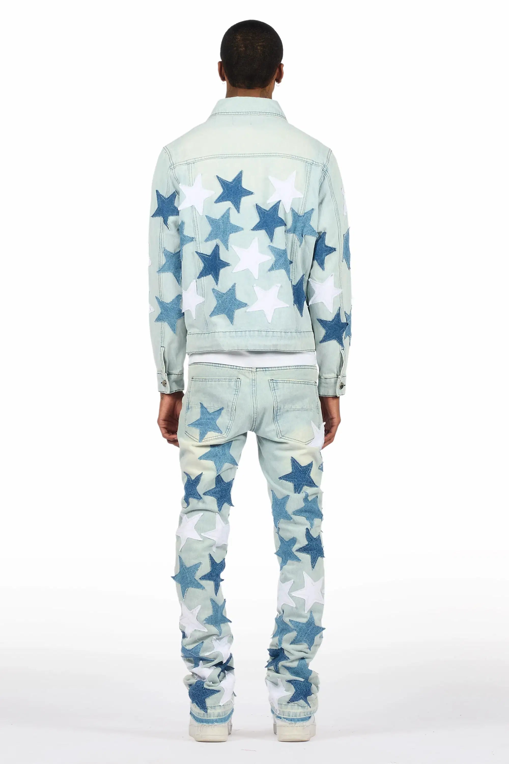 Starlane Light Blue Denim Jacket/Stacked Flare Jean Set