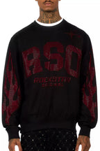 Zyric Black/Red Rhinestone Crewneck Sweatshirt
