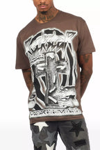 Smokeem Dark Grey/Black Oversized Graphic T-Shirt