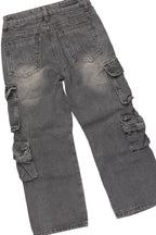 Boys Boaz Light Grey Hoodie/Stacked Flare Jean Set