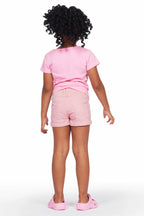 Girls Idana Pink T-Shirt/Denim Short Set