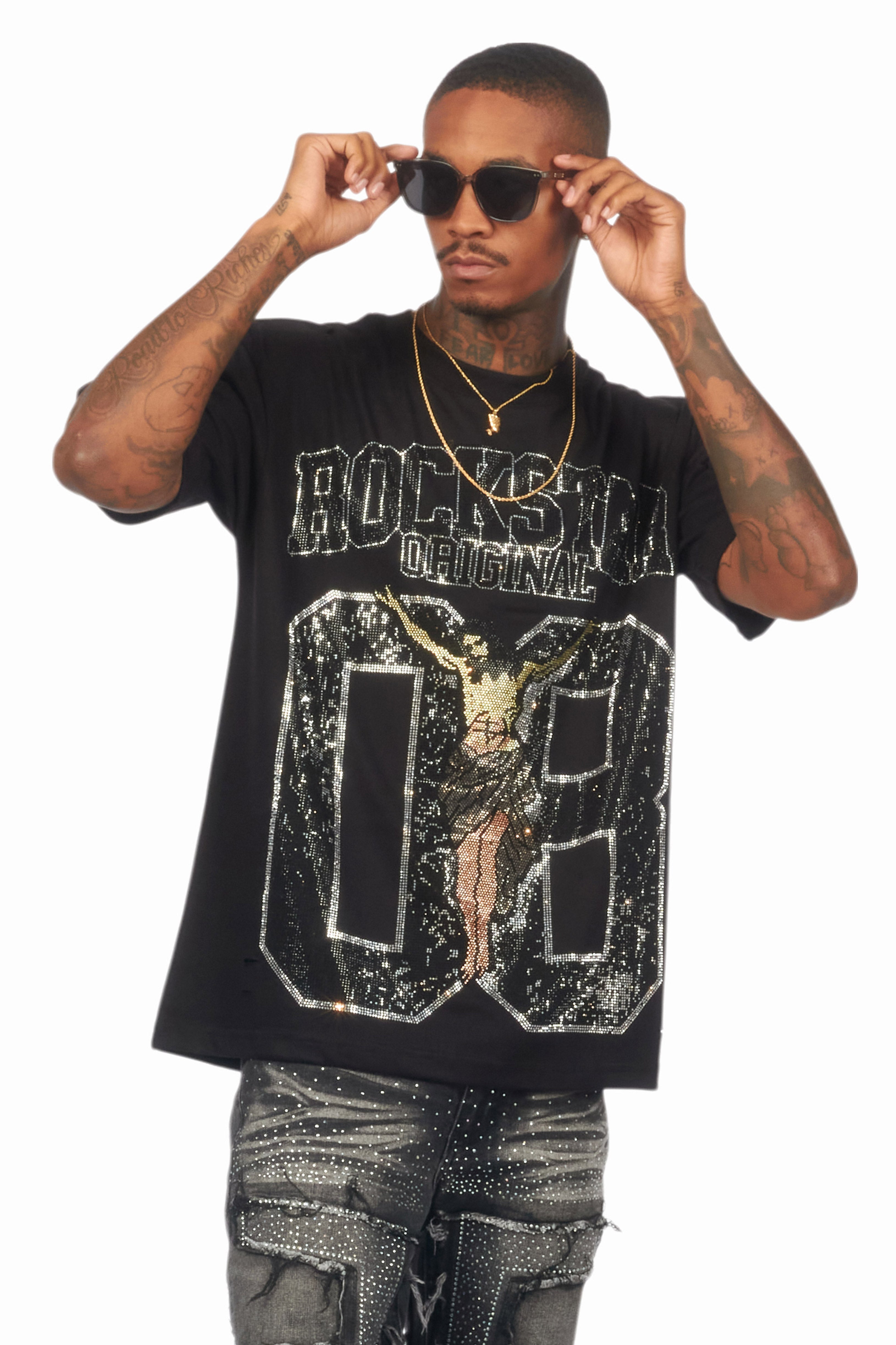 Cavan Black Graphic Rhinestone T-Shirt