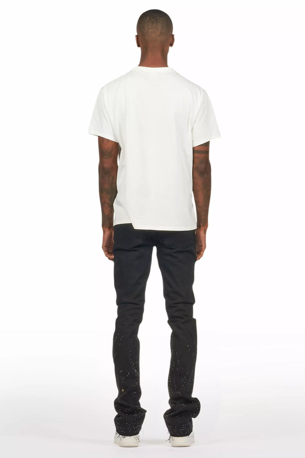 Machete Jet Black Rhinestone Stacked Flare Jean