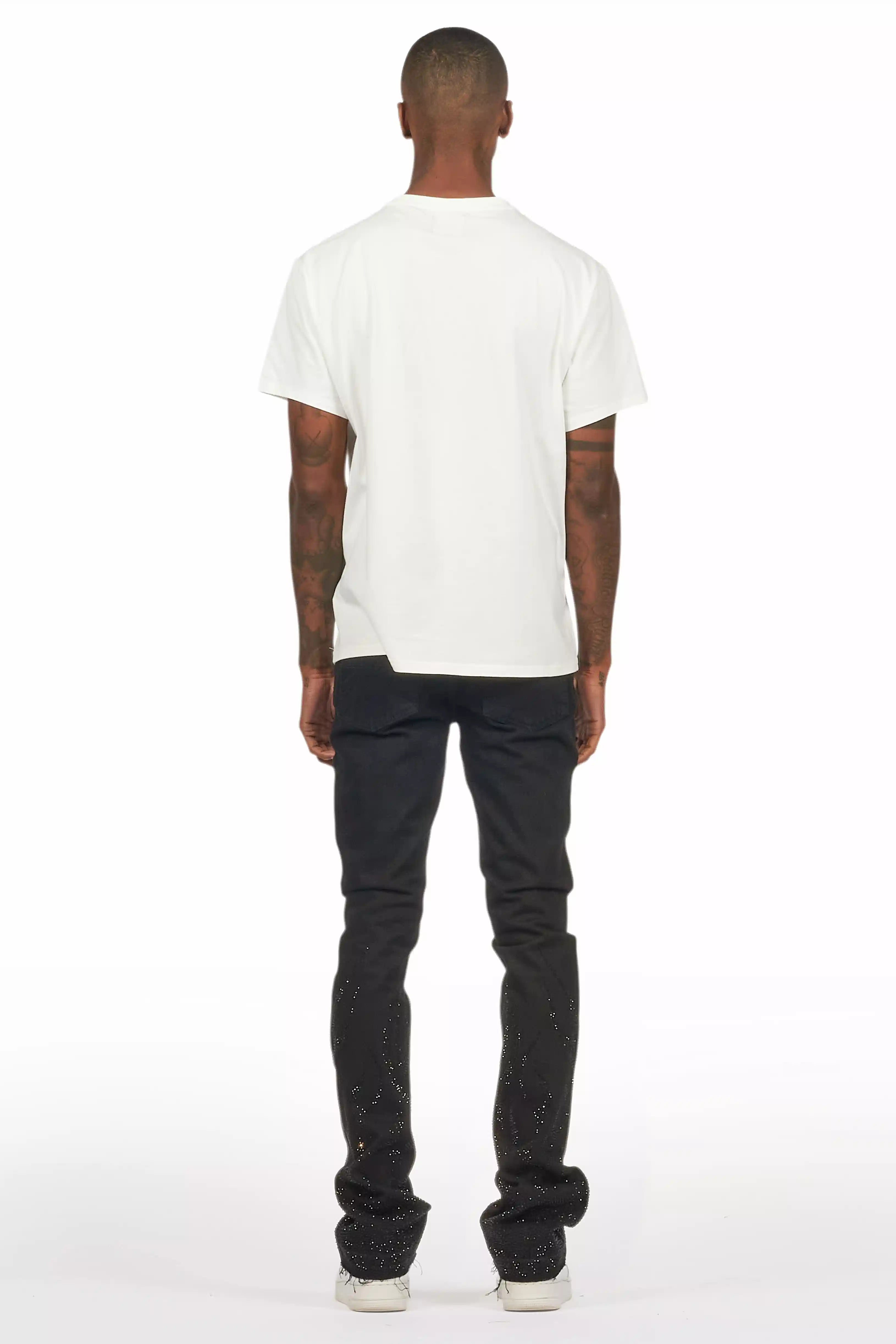 Machete Jet Black Rhinestone Stacked Flare Jean