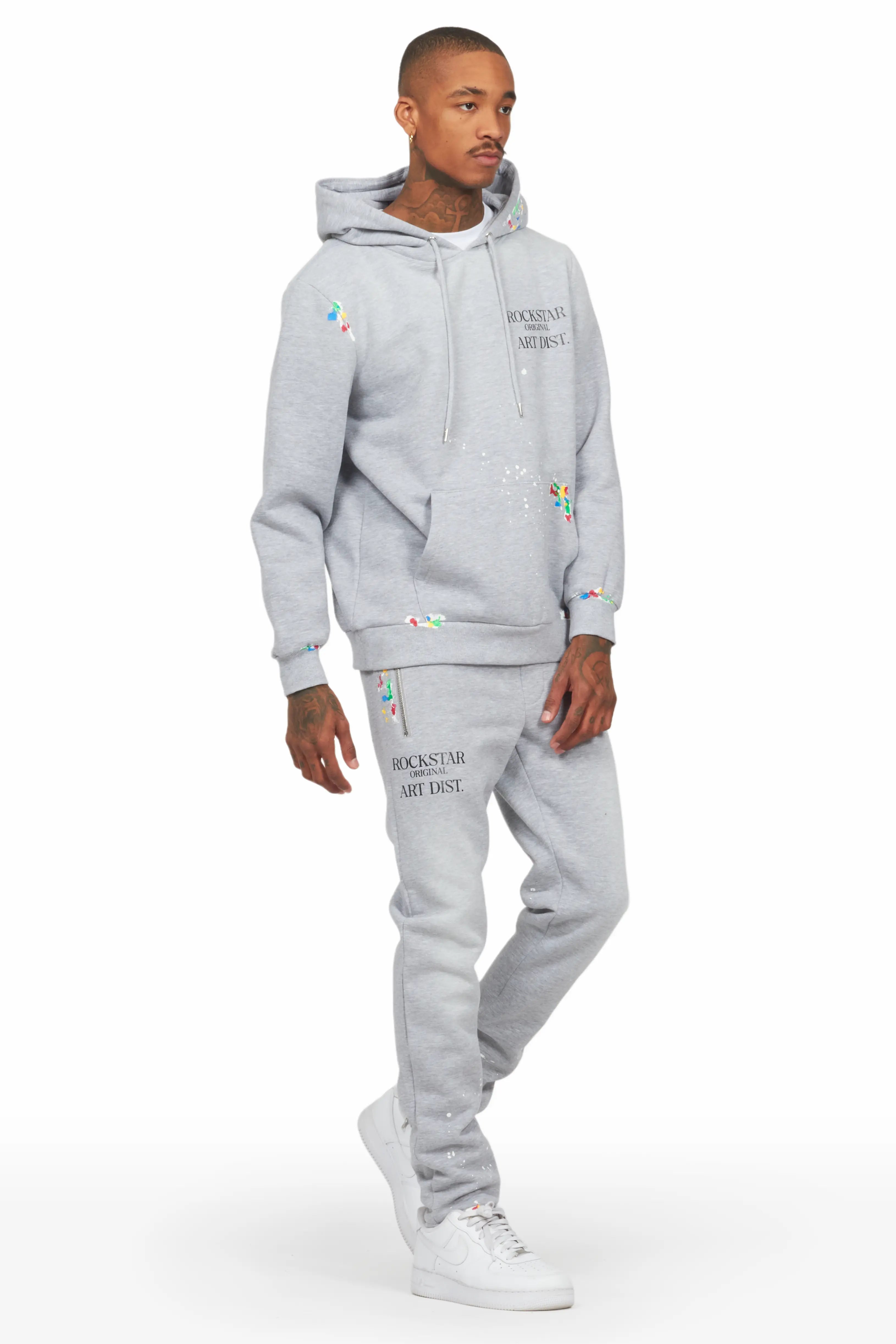 Rockstar Art Dist. Heather Grey Slim Fit track Set