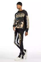 Kyce Black/Beige Hoodie/Super Stacked Track Set