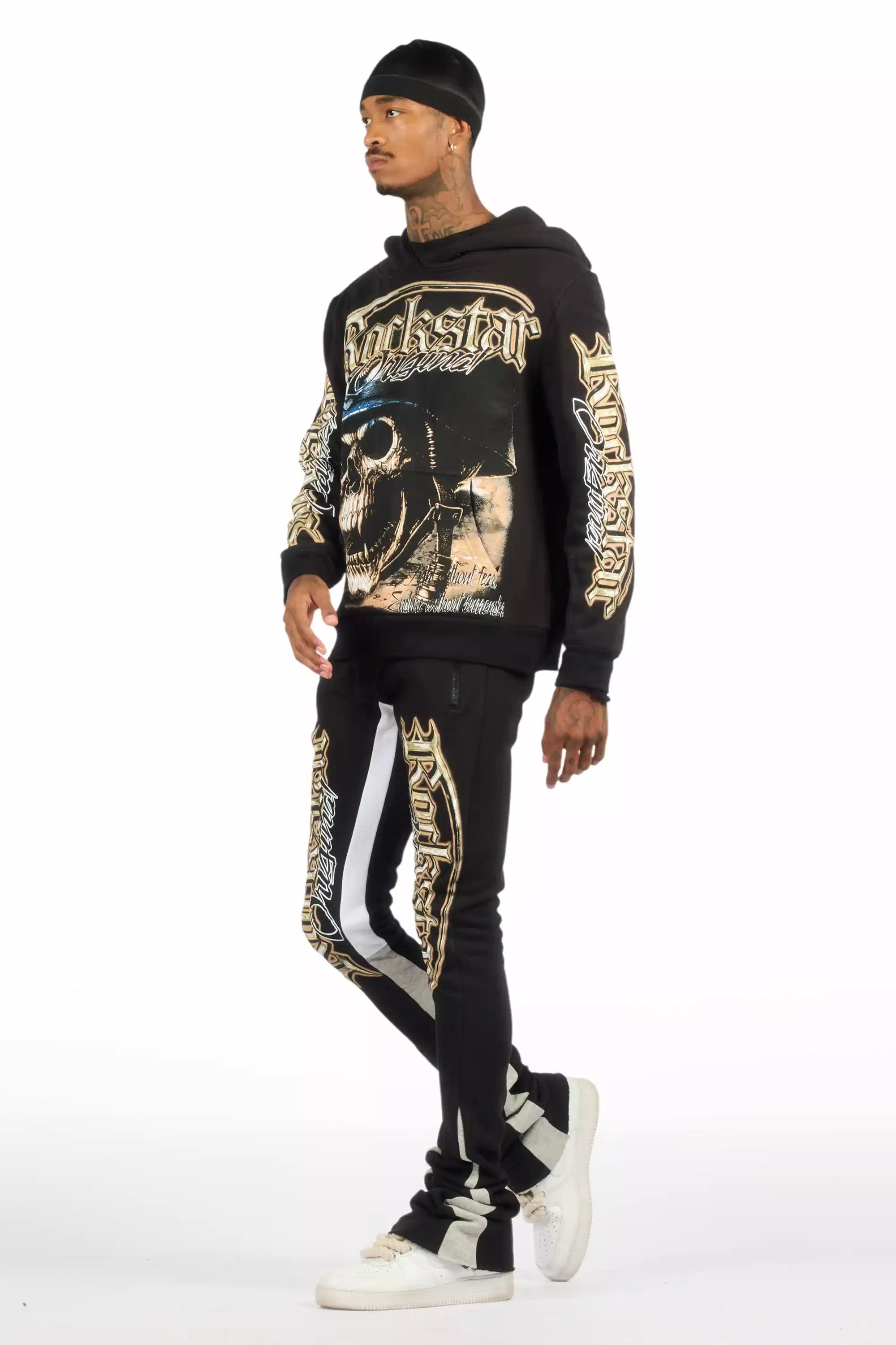 Kyce Black/Beige Hoodie/Super Stacked Track Set