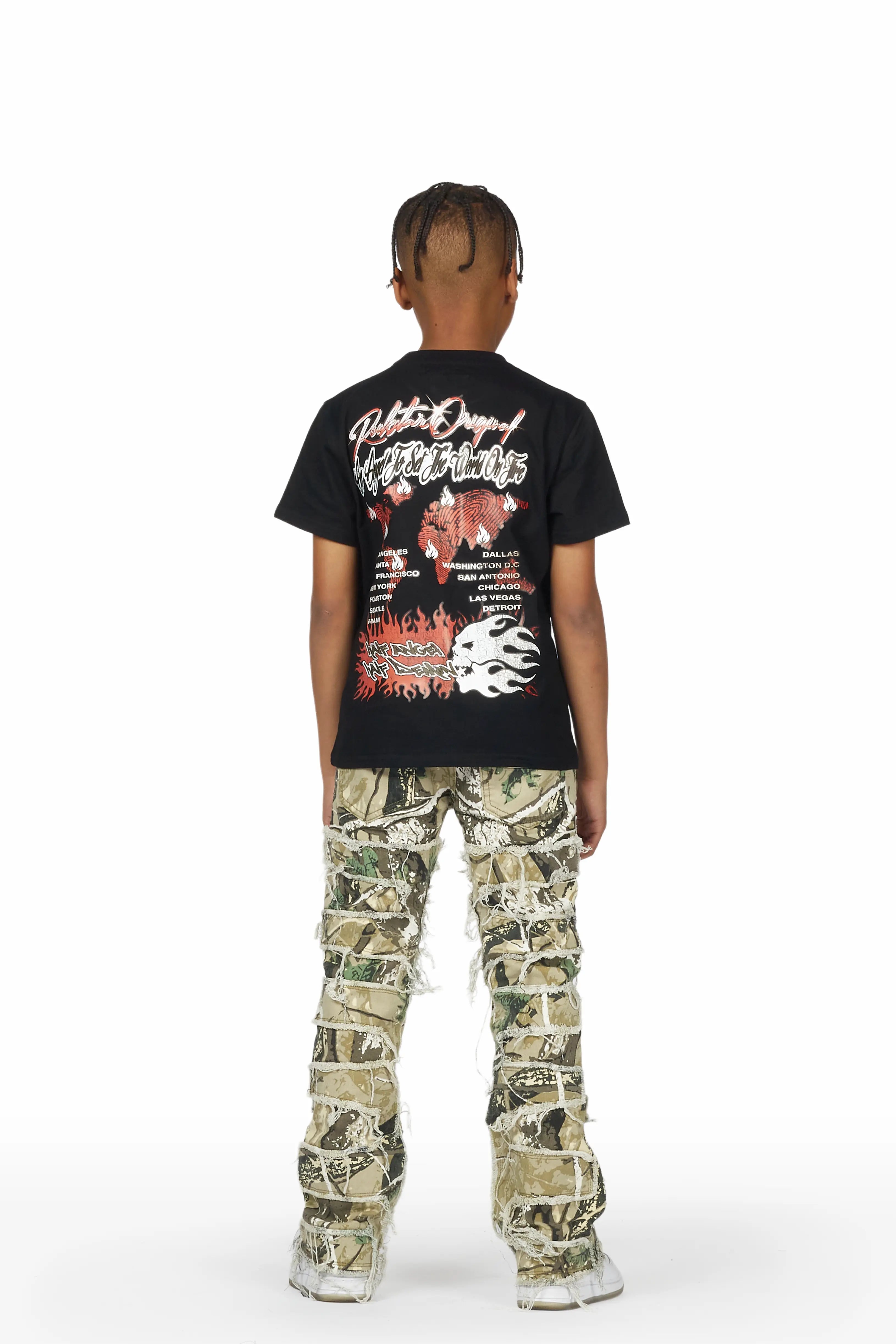 Boys Shake Camo Stacked Flare Jean
