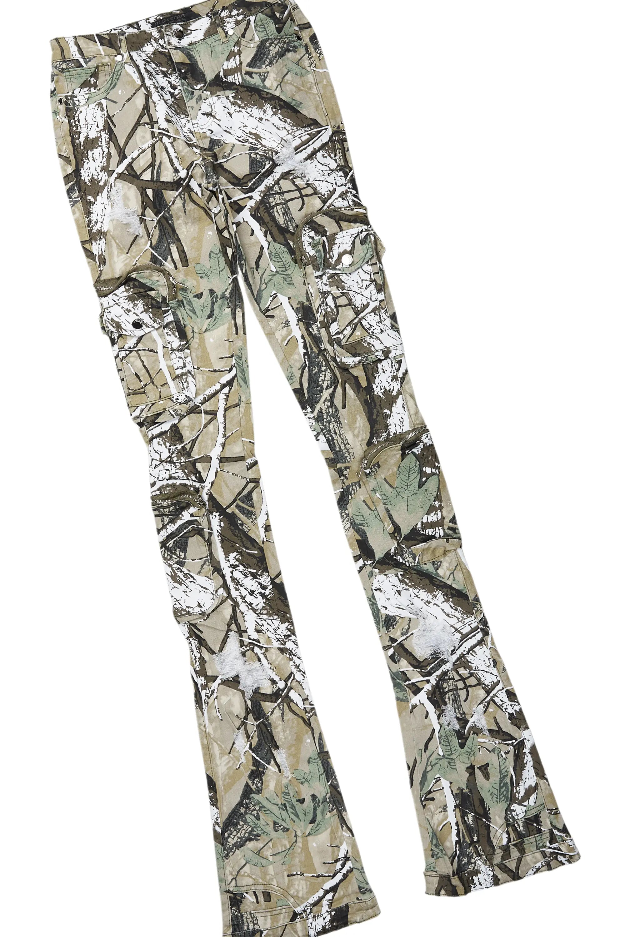 Javona Tan/Camo Hoodie/Super Stacked Jean Set