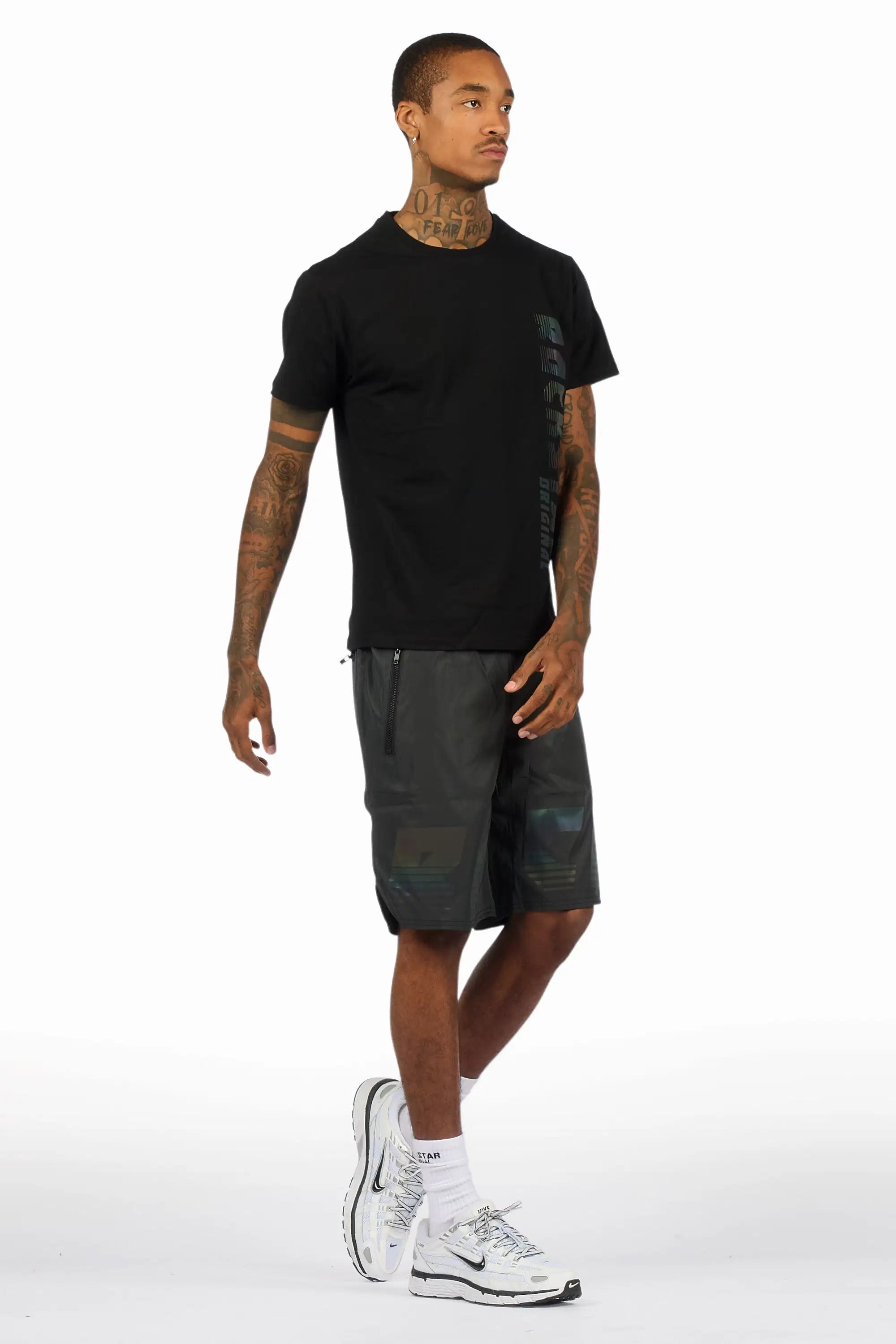 Xadrian Black T-Shirt/Short Set