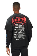 Vicious Black Double Layer Long Sleeve Graphic T-Shirt