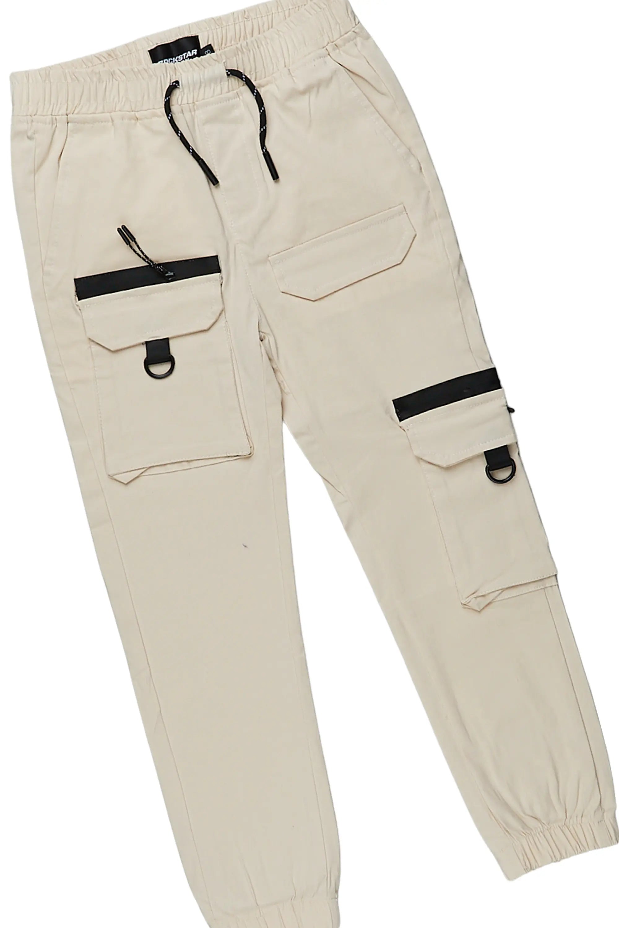 Boys Yuuki White/Beige T-Shirt Cargo Pant Set