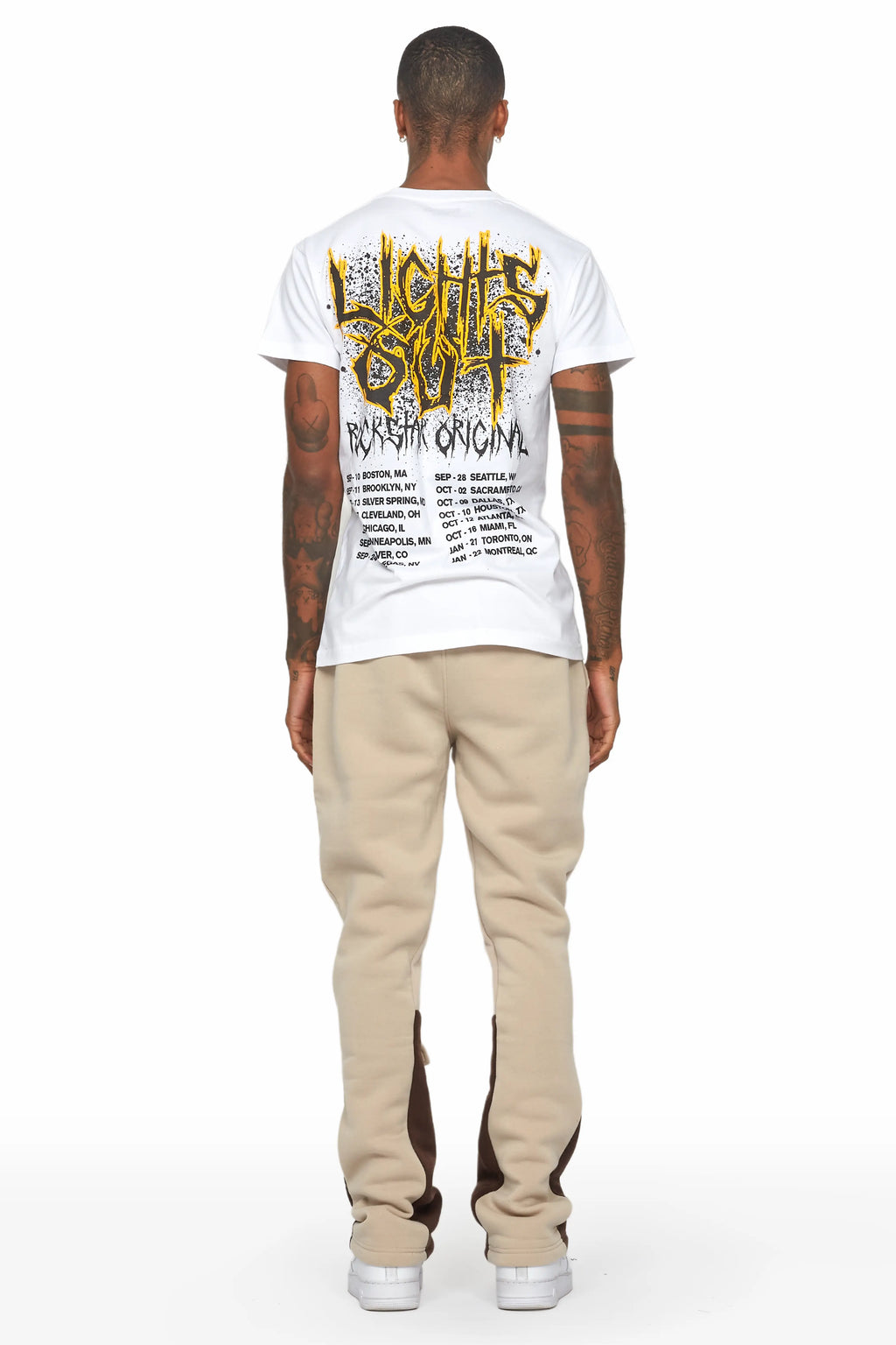 Joncarlo Taupe Stacked Flare Track Pant