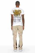 Joncarlo Taupe Stacked Flare Track Pant