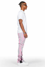 Firoz Heather Grey Graphic Stacked Flare Pant