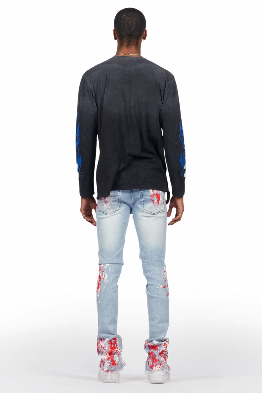 Kodak Blue/Red Painter Stacked Flare Jean