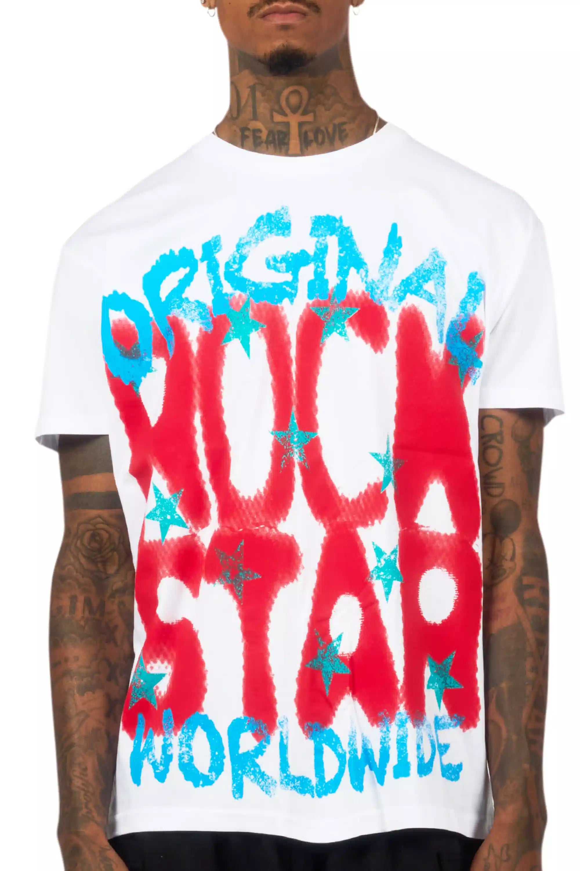 Xaerys White/Red Oversized Graphic T-Shirt