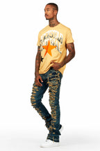 Dasan Beige T-Shirt Stacked Flare Jean Bundle