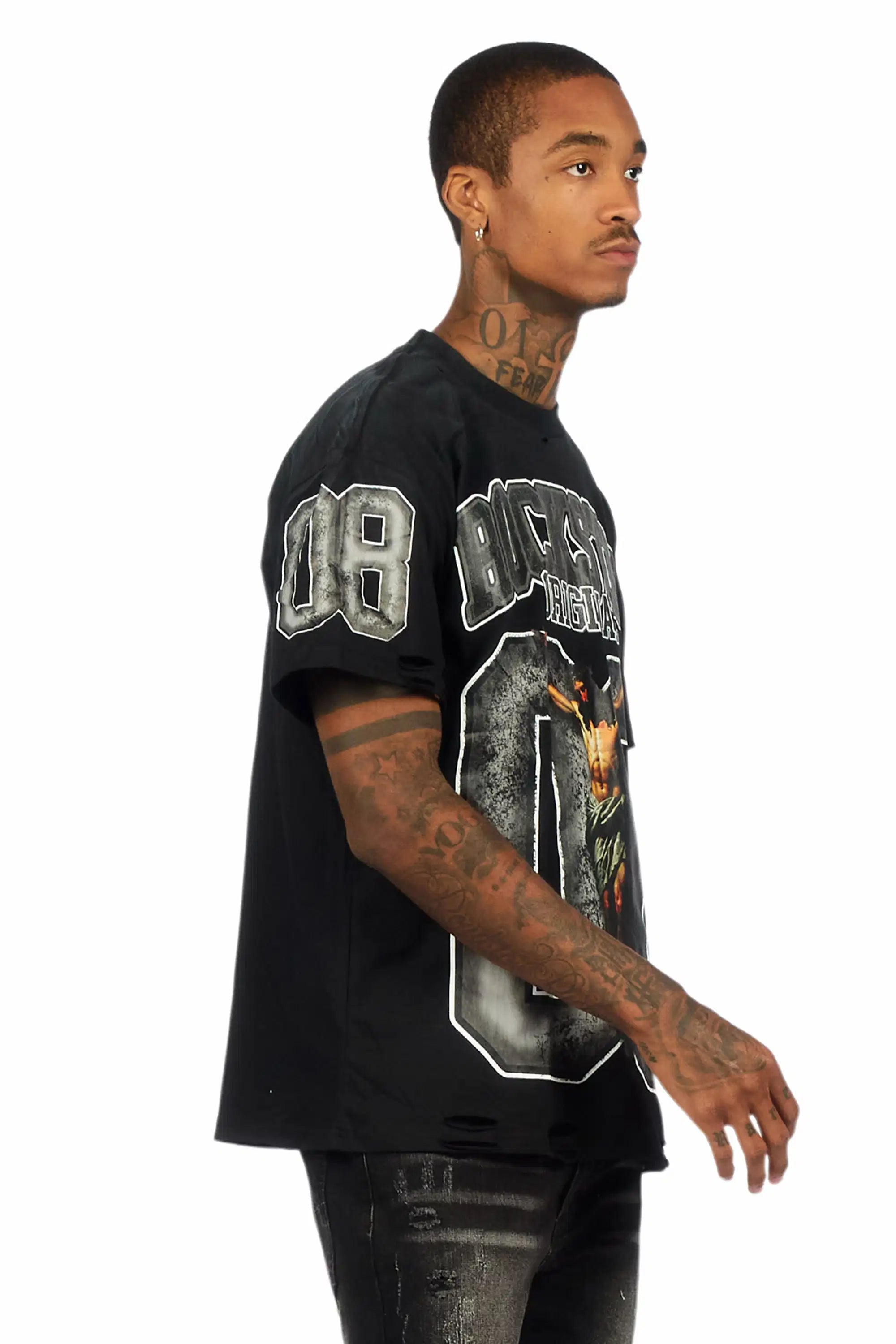 Fields Black/Grey Oversized Graphic T-Shirt