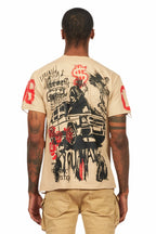 Grill Beige Graphic Oversized T-Shirt