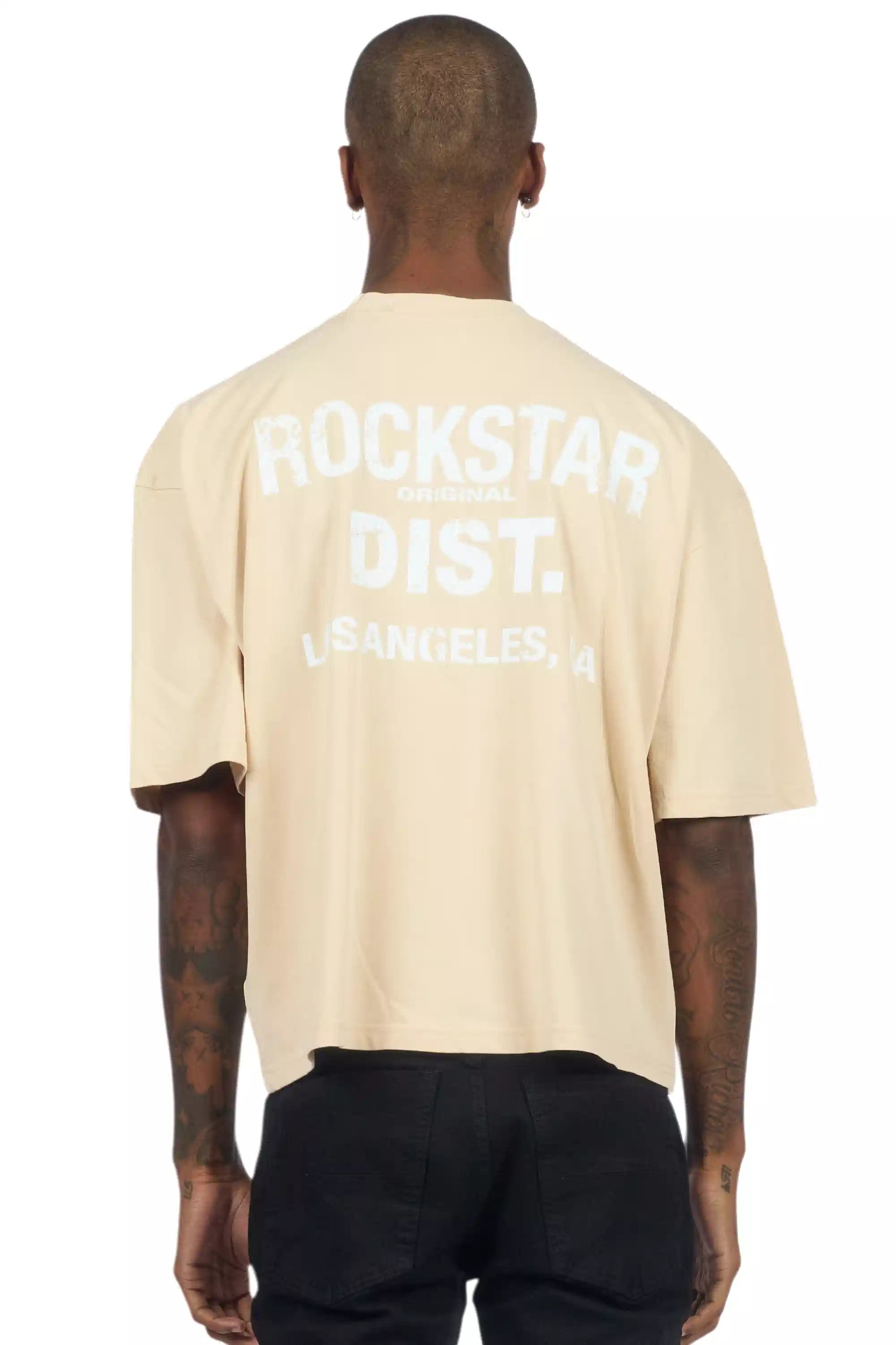 Lake Beige/White Boxy Crop T-Shirt