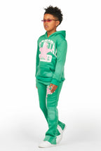 Boys States Green Stacked Hoodie Track Set