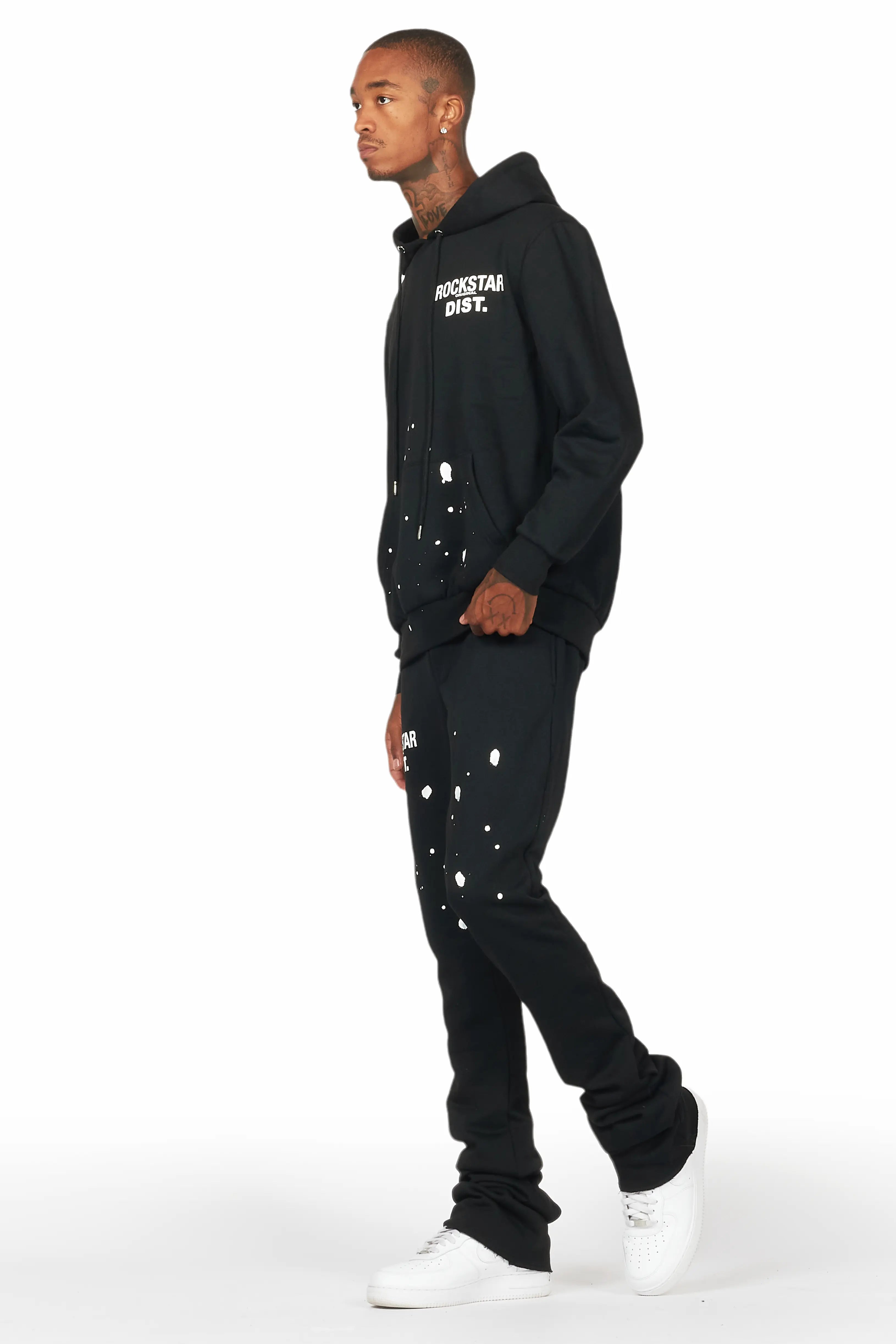 Raffer Black Hoodie/Super Stacked Flare Track Set