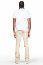 Orien Beige Painter Stacked Flare Jean