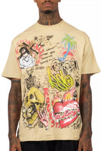 Zyver Beige Graphic T-Shirt