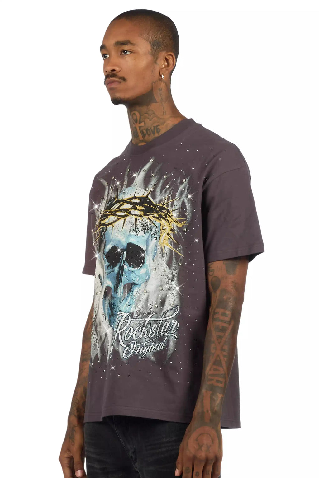 Blaise Grey Graphic Rhinestone T-Shirt