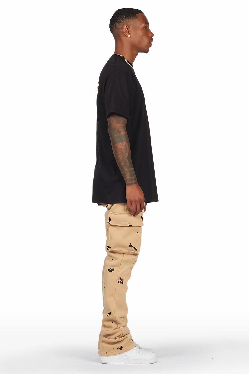 Radko Khaki Stacked Flare Cargo Pants