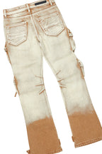 Boys Tadashi Beige Hoodie/Stacked Flare Jean Set