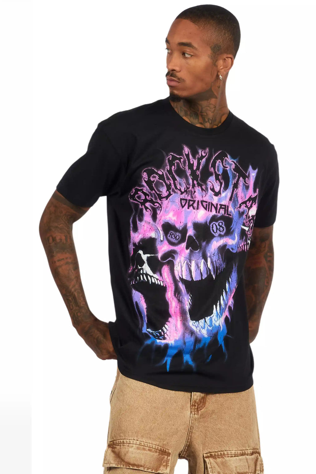 Lucen Black/Purple Oversized Graphic T-Shirt