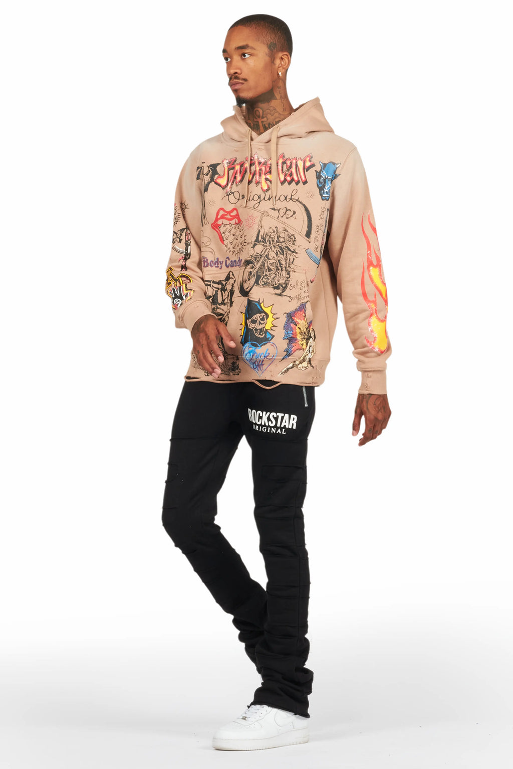 Emilio Black Stacked Flare Track Pant