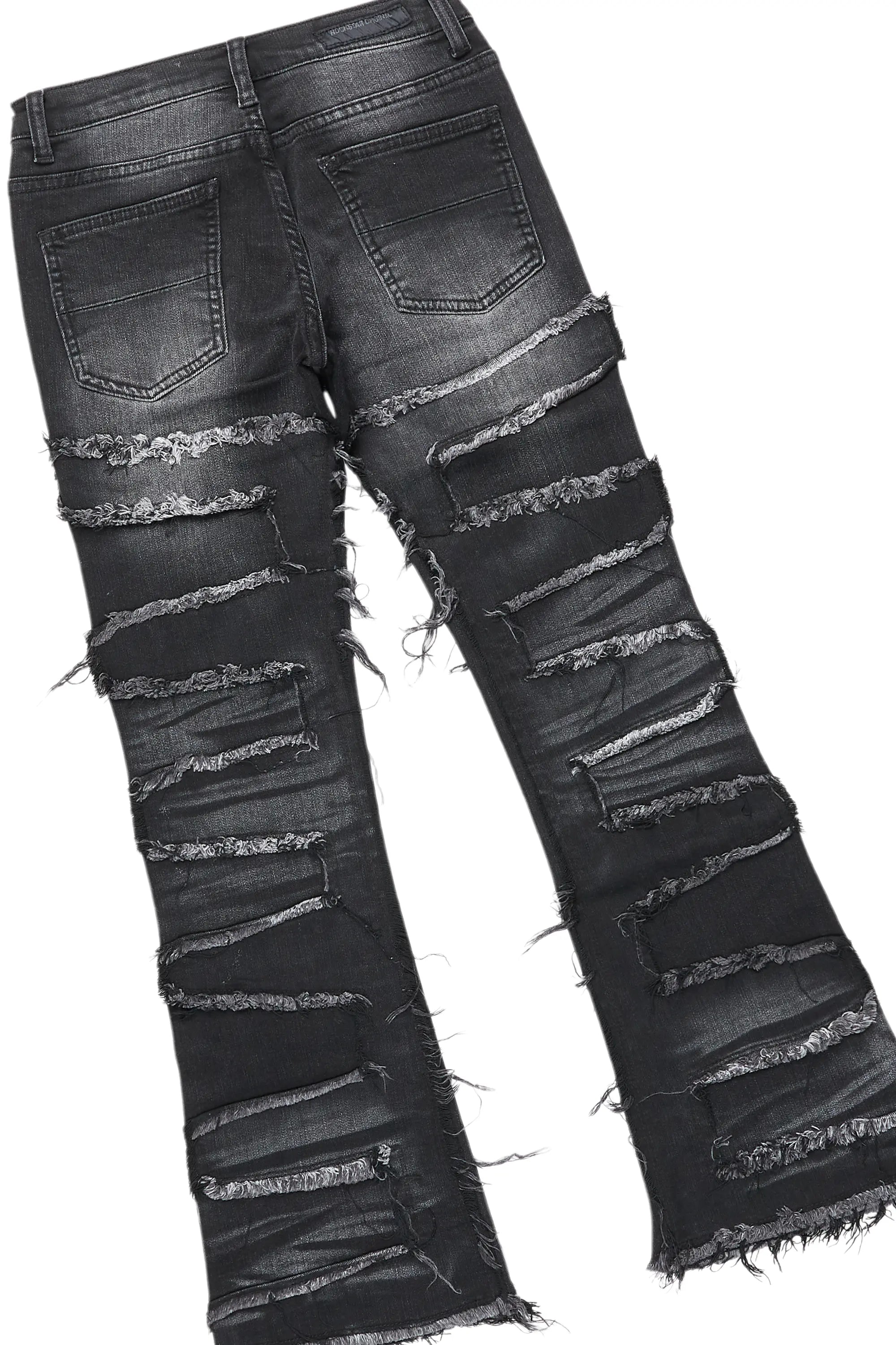 Girls Melanie Pink Hoodie/Stacked Flare Jean Set