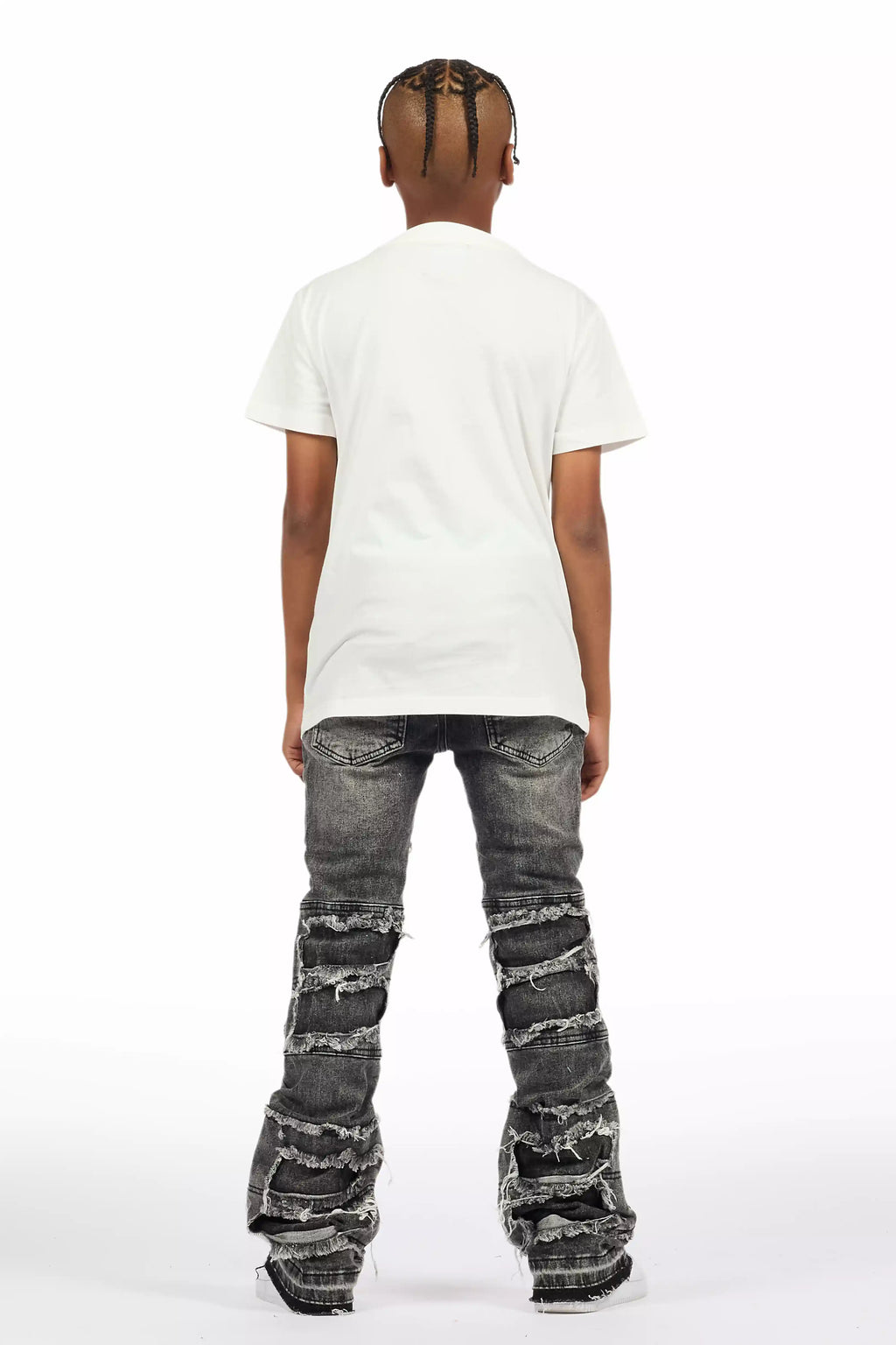 Boys Vasco Grey Stacked Flare Jean