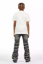 Boys Vasco Grey Stacked Flare Jean