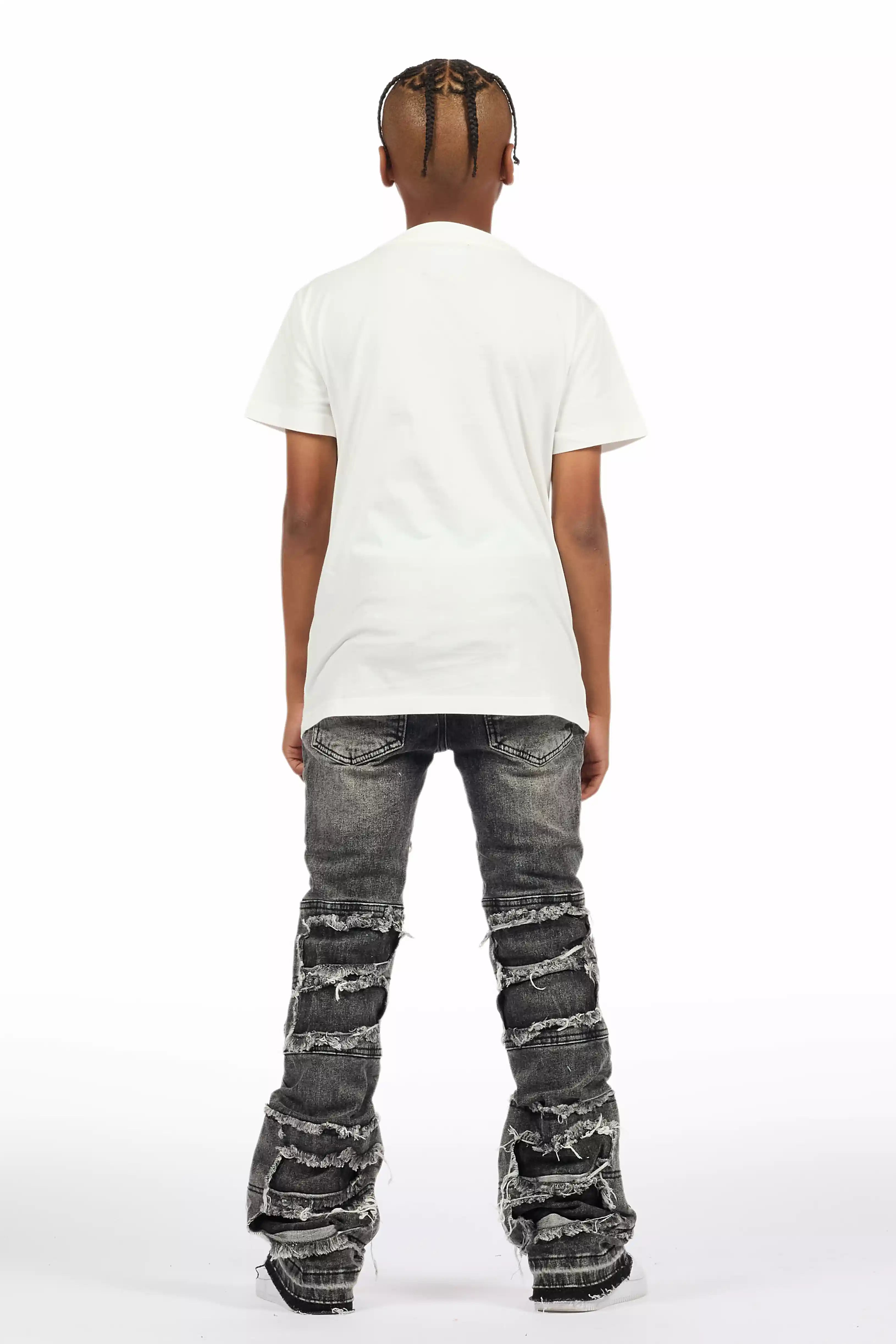 Boys Vasco Grey Stacked Flare Jean